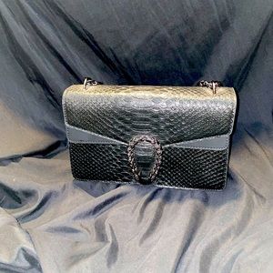 Black snake skin bag